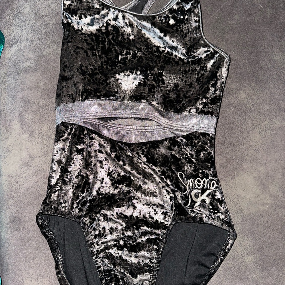 GK Black and Silver Kids Leotard